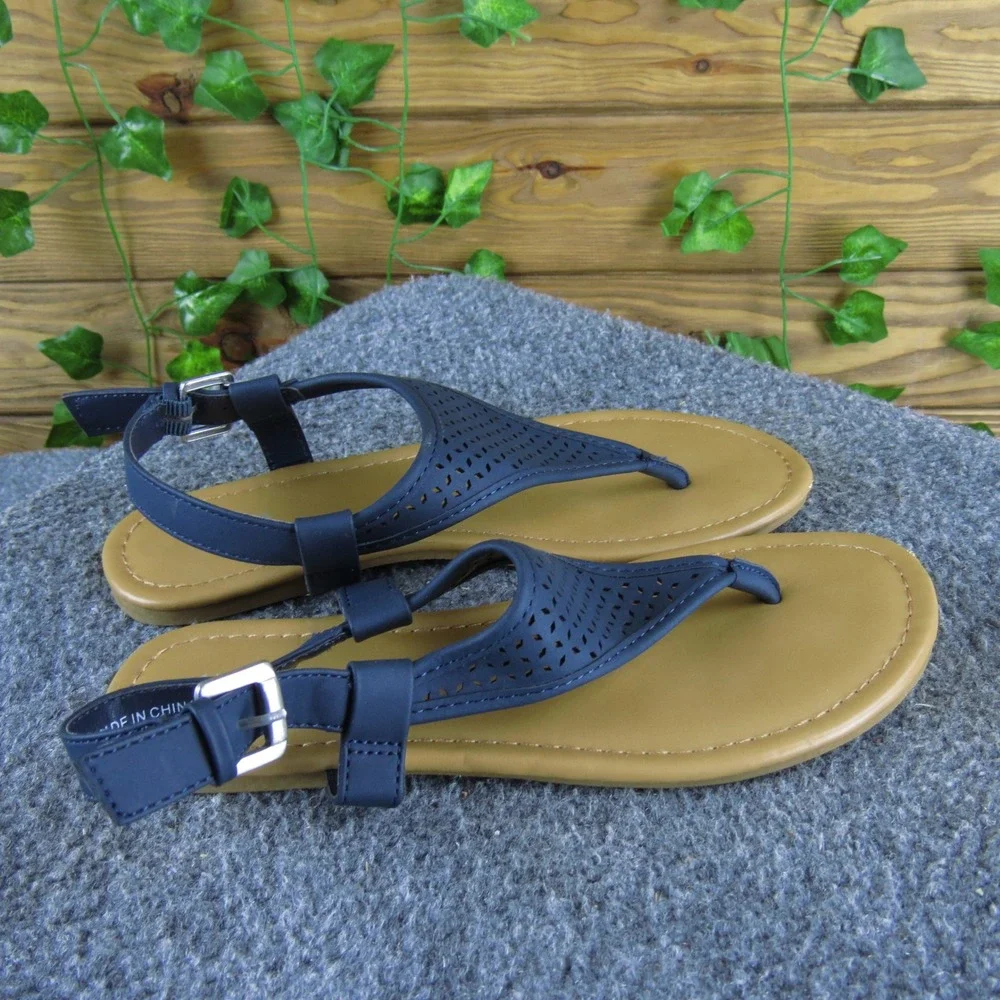 A.N.A Sabrina Women 6 Blue Synthetic Thong‎ Sandals Casual Comfortable